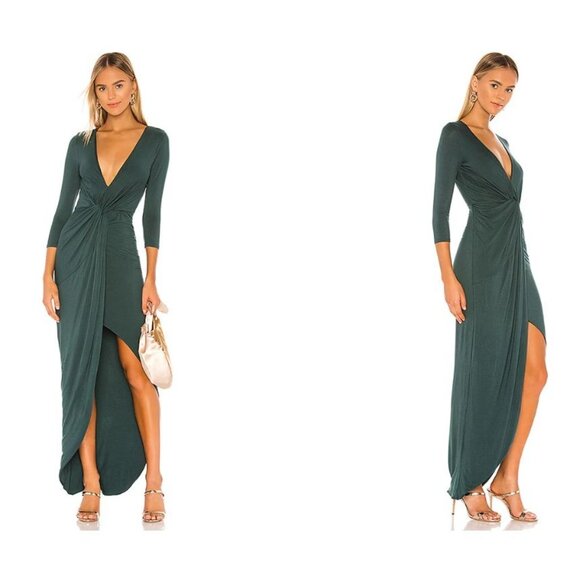 Lovers And Friends Sundance Maxi Dress V-Neck Knot Maxi Dress Size M Green - Picture 1 of 13